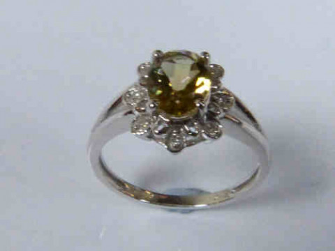 Citrine and Diamond Ring with a 9ct White Gold Band, Size N