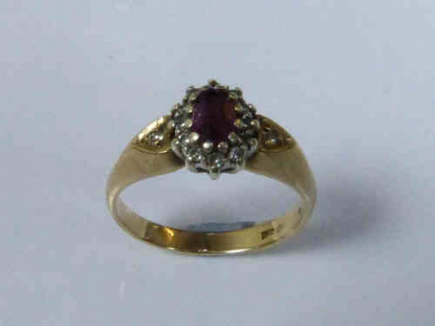Ruby and Diamond Ring with a 9ct Yellow Gold Band, Size I 1/2