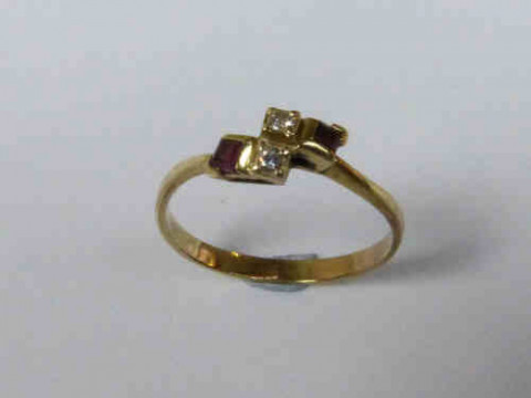 Ruby and Diamond Ring with a Yellow Gold Band (Tests as 14-15 Carat),...