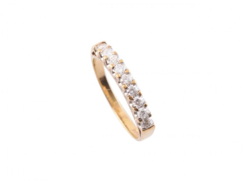 A DIAMOND RING, the nine brilliant cut diamonds each claw set in a pierced...