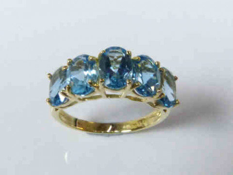 Blue Topaz Ring with a 9ct Yellow Gold Band, Size N