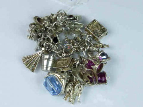 Silver Charm Bracelet, 3.4 Troy oz
