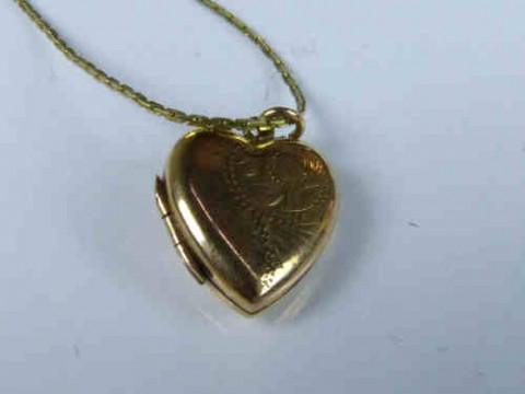 9ct Yellow Gold Locket on a Yellow Metal Chain