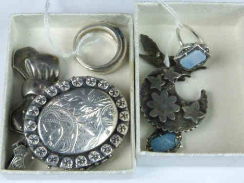 Silver Brooch, Ring etc