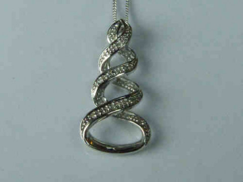 9ct White Gold and Diamond Pendant