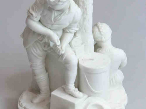 Paris Bisque Porcelain Figure Group, Stamped
