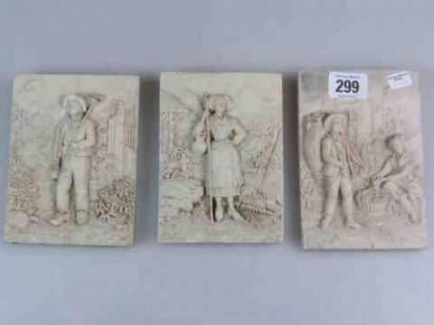 Three Figural Moulded Plaques