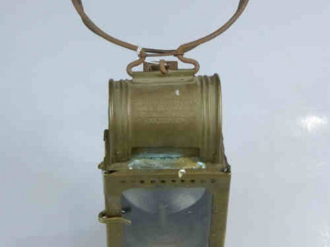 WWII Brass Railway Lamp by Wilhelm Seippel with Swastika