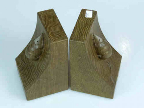 Pair of Robert Mouseman Thompson Oak Bookends