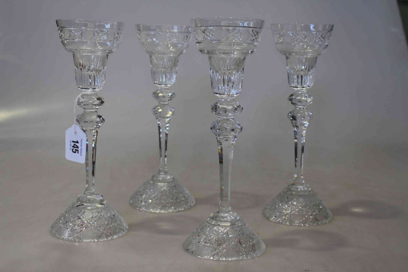 Set of four Meissen cut-glass candle holders, 20th Century, 26.5cm
