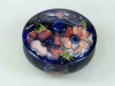 Moorcroft Lidded Bowl decorated with anemone