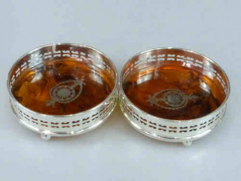 Pair of Silver Plated Wine Coasters