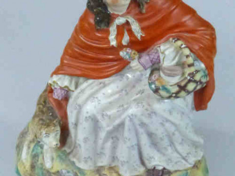 Large Victorian Staffordshire Figure 'Red Riding Hood', 37cm high