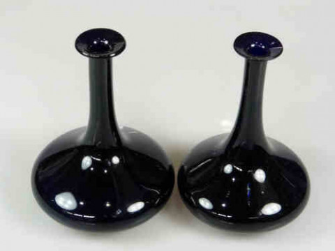 Pair of Georgian Bristol Blue Decanters