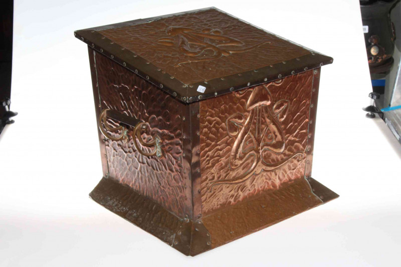 Arts and Crafts copper coal box, circa 1900