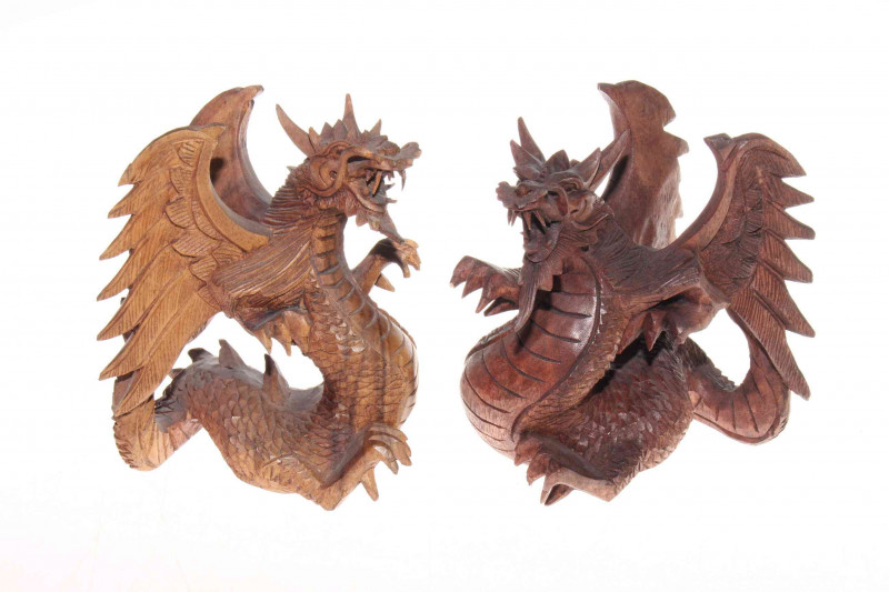 Two carved dragons, Malaysian