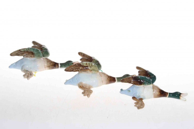 Set of three Royal Dux flying mallard wall plaques