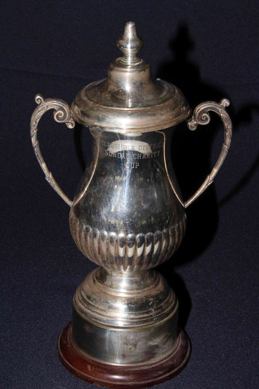 Large silver-plated trophy, Teesside & District Sunday Charity Cup