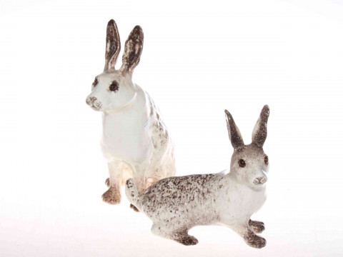 Two Winstanley models of hares, size 3