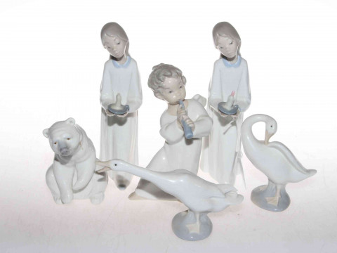 Three Lladro figures, polar bear and two geese (6)