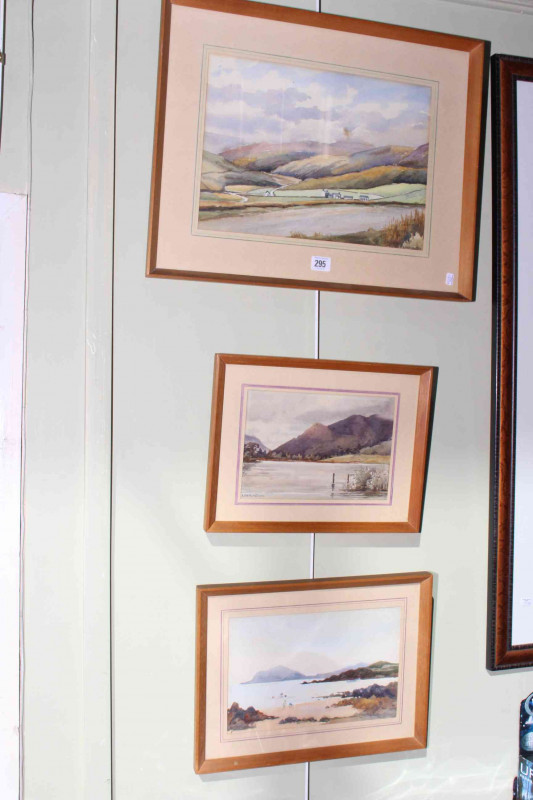 Lucy Errington, three watercolours, framed