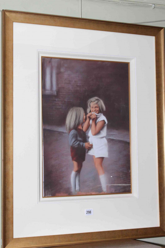 Marc Grimshaw, Best Mates, signed, pastel, framed