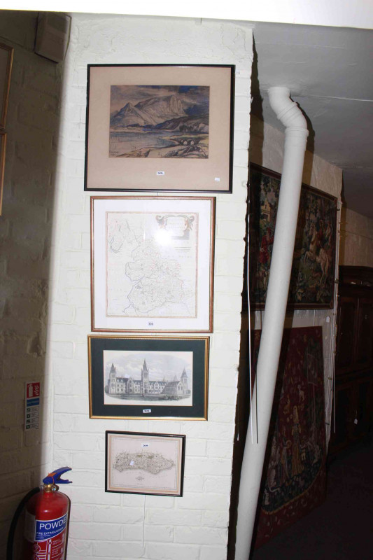 Modern map of Lancaster, Japanese woodblock, etc