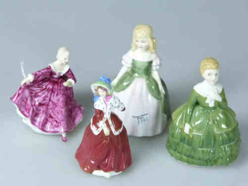 Four Small Royal Doulton Figurines 'Kirsty', 'Belle', 'Penny' and 'Christmas Morn'