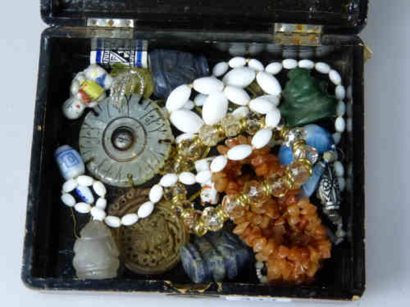 Box of Chinese Jade, Necklaces etc.