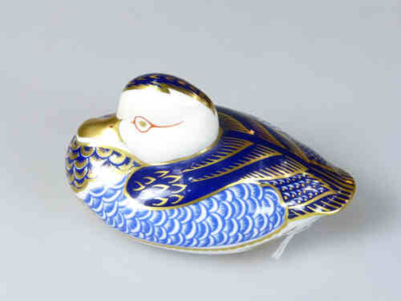 Royal Crown Derby Duck Paperweight with gold stopper