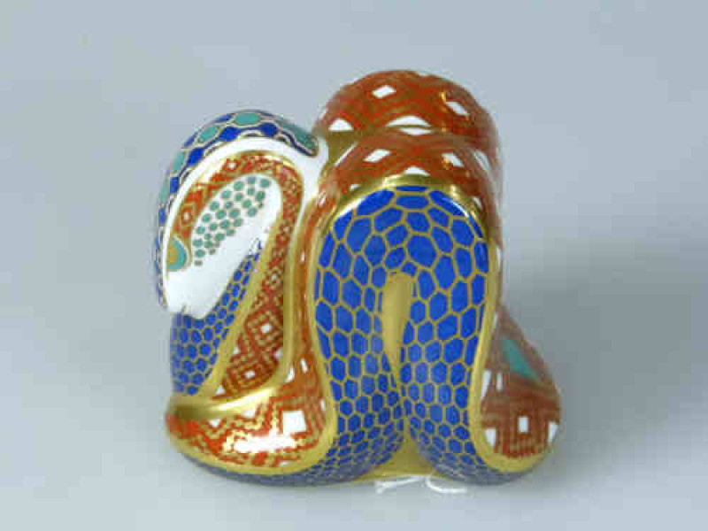 Royal Crown Derby Snake Paperweight with gold stopper