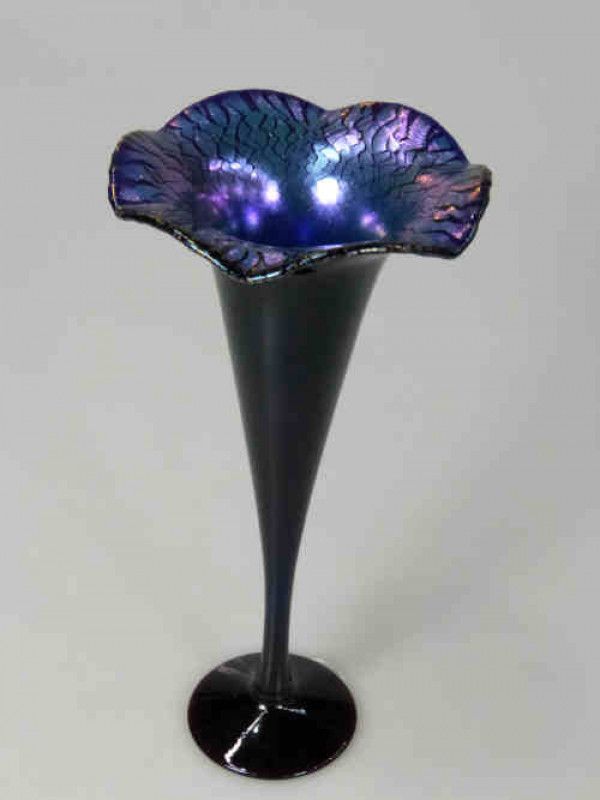 Okra Limited Edition Purple Glazed Crackle Vase, R Golding