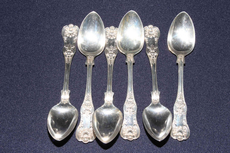 Set of six Scottish silver teaspoons, Glasgow 1845