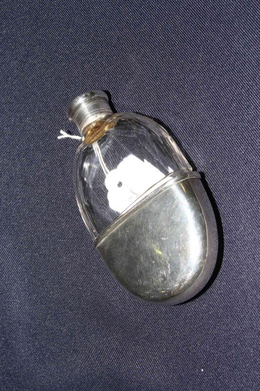 Edwardian silver plated mounted hip flask