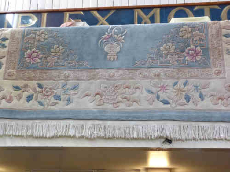 Pale Blue Ground Floral Pattern Chinese Carpet, 3.80m x 2.75m