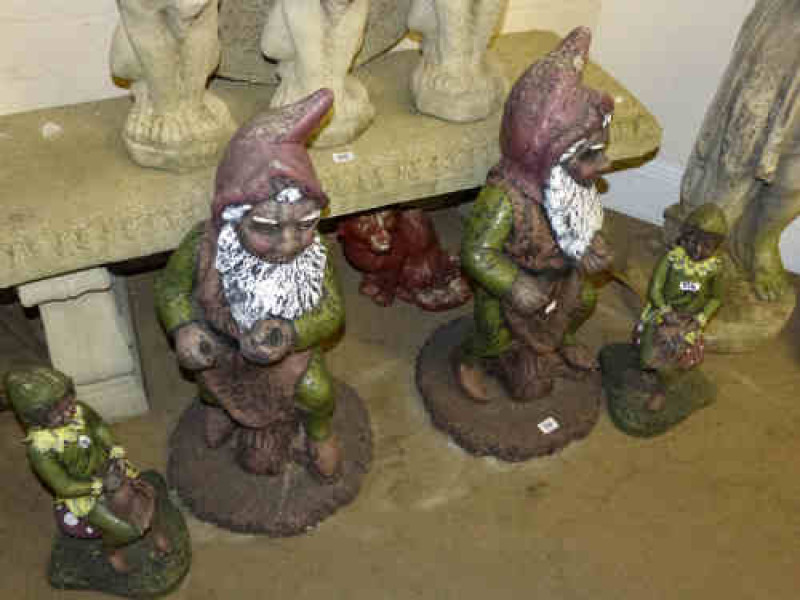 Six Painted Garden Ornaments