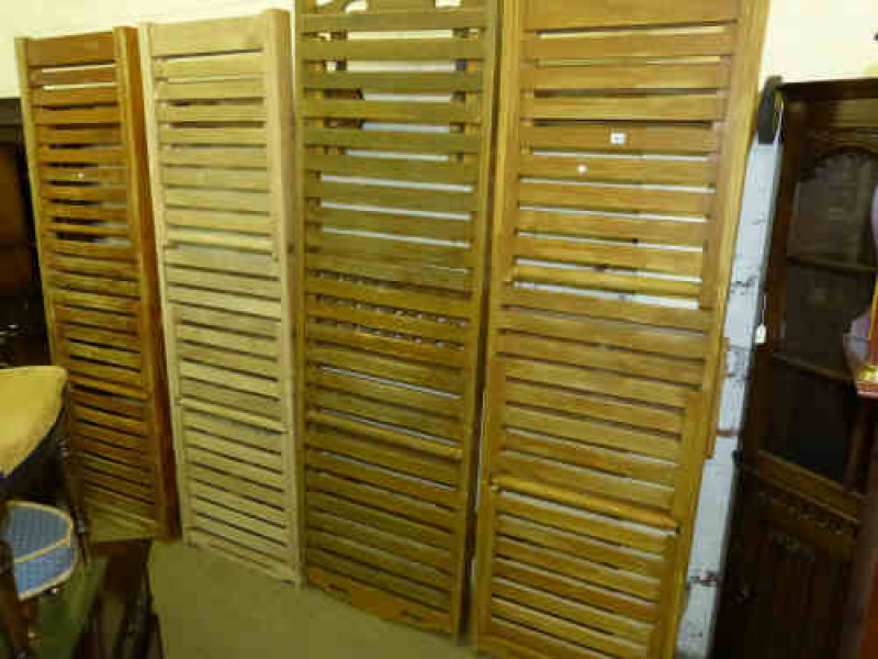Four Adjustable Teak Sun Loungers