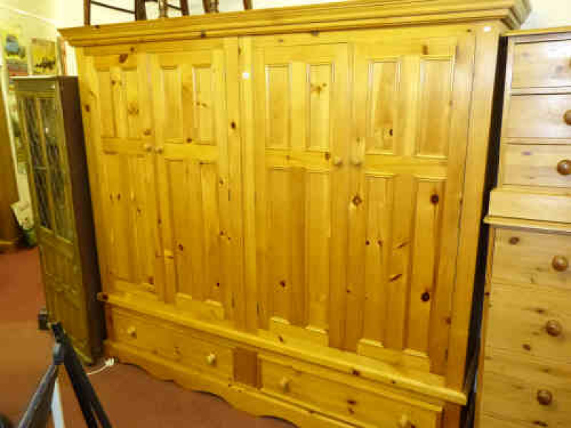 Pine Four Door 7ft Wardrobe
