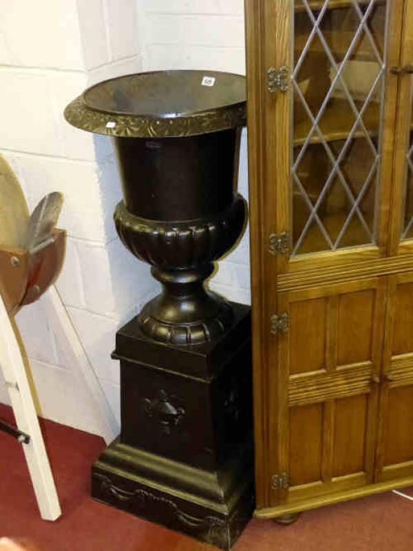 Cast Campana Style Garden Urn and Stand
