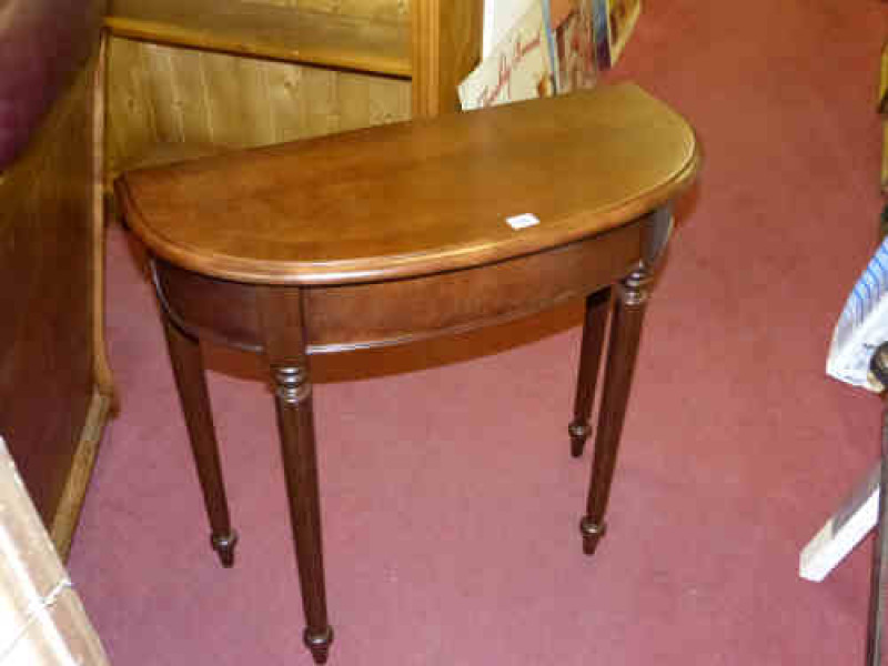 Demi-lune Mahogany Hall Table on turned legs