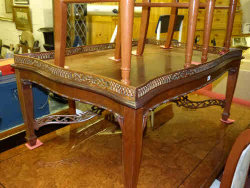 Mahogany Chippendale Style Low Galleried Centre Table
