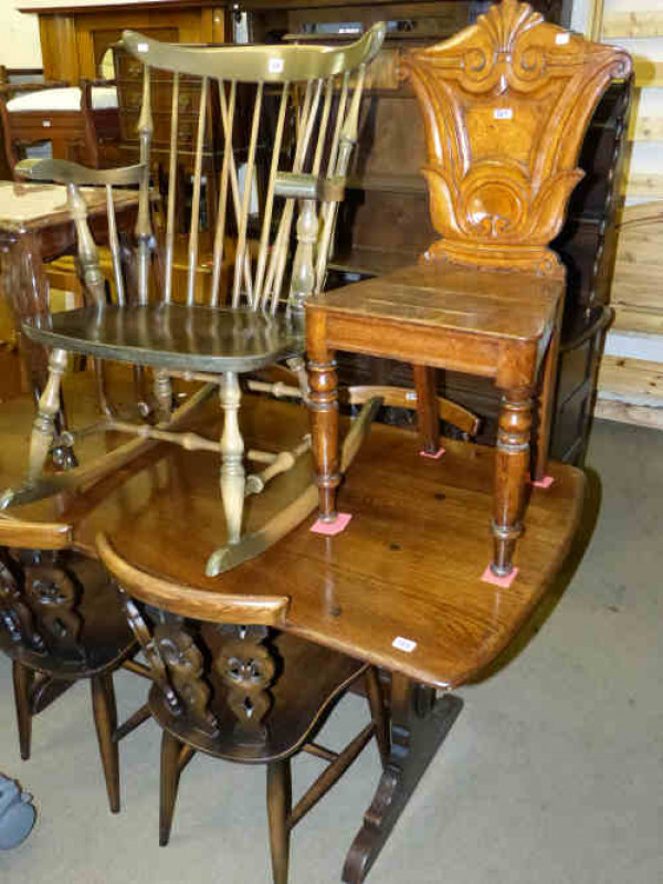 Ercol Shelf Back Dresser, Rectangular Dining Table and Four Chairs