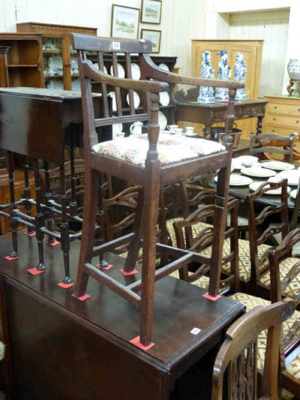 19th Century Child's Rail Back High Chair