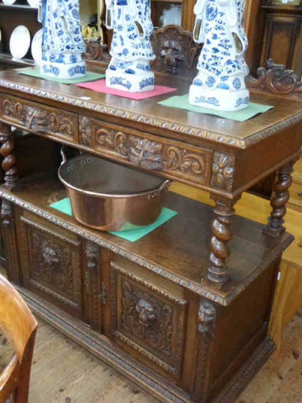 Late Victorian Carved Oak Buffet