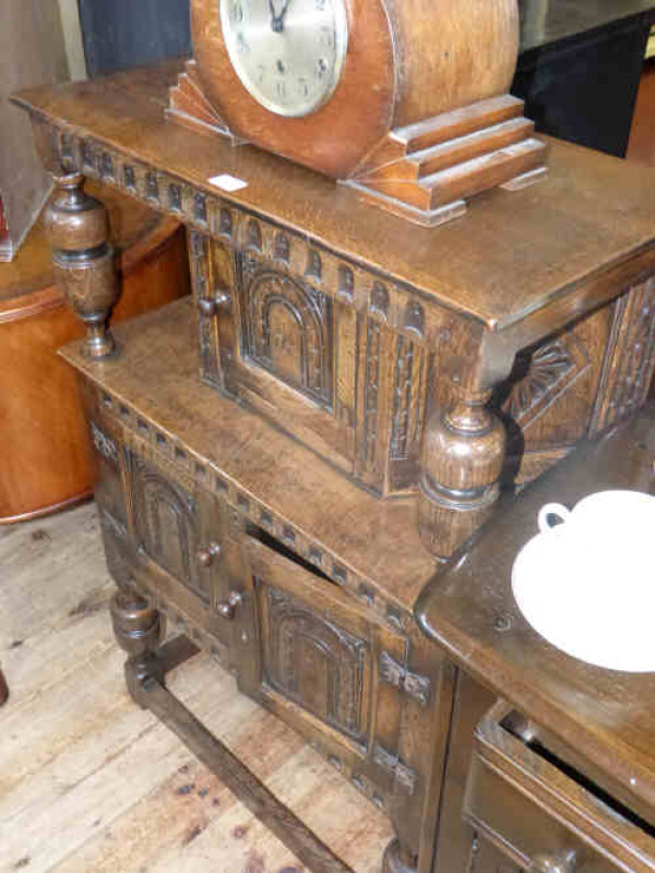 Neat Carved Oak Buffet Sideboard