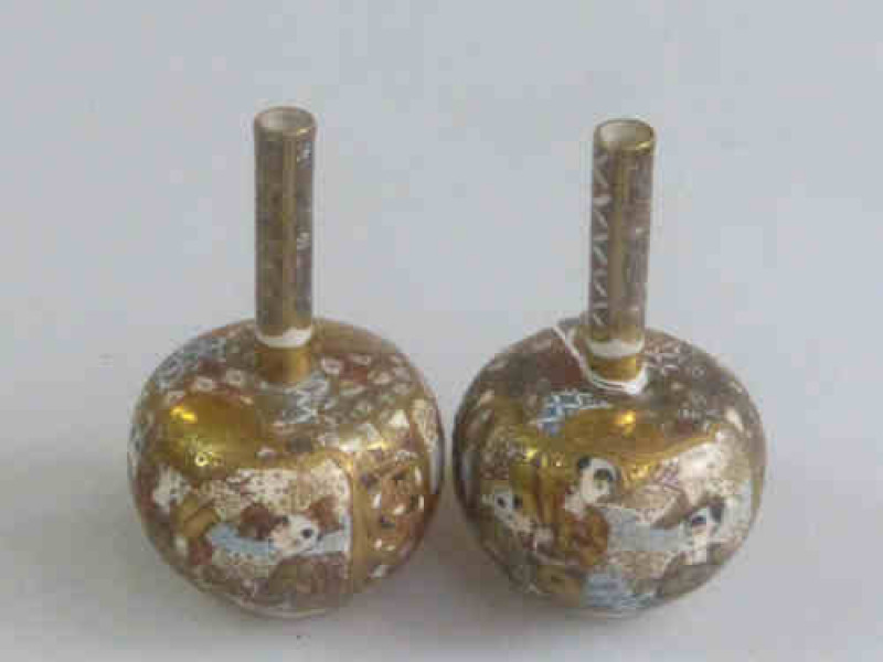 Pair of Satsuma Vases, 12cm High