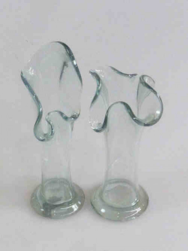 Two Baccarat Glass Vases with Wolf's Head in the Base