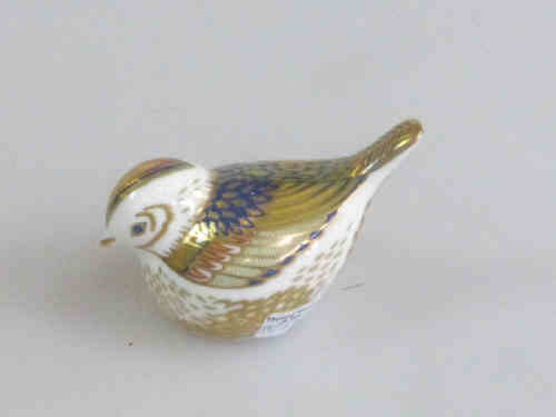 Royal Crown Derby Paperweight 'Firecrest' Gold Stopper, Boxed