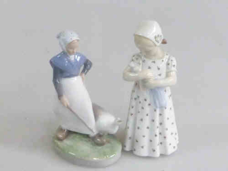 Royal Copenhagen Figure 'Goose Girl' and B & G Figure Child and Doll