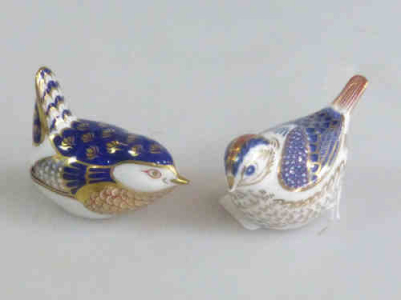 Two Royal Crown Derby Paperweights of Birds